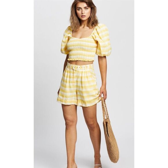 Faithfull the Brand Women's Size 12 Yellow Striped Two-Piece‎ Set - Picture 7 of 12